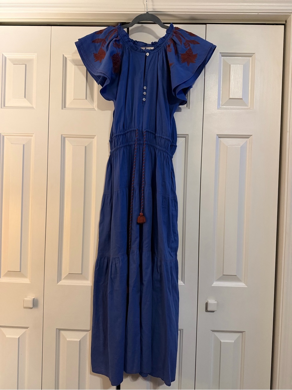 Omika Anthropologie Tie Waist V Neck Dress
